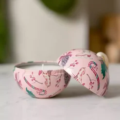 Candles>Kirklands Home Peppermint Party Tin Candle Ornament Pink