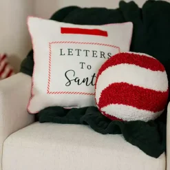 Christmas Pillows>Kirklands Home Peppermint Sphere Teddy Pillow