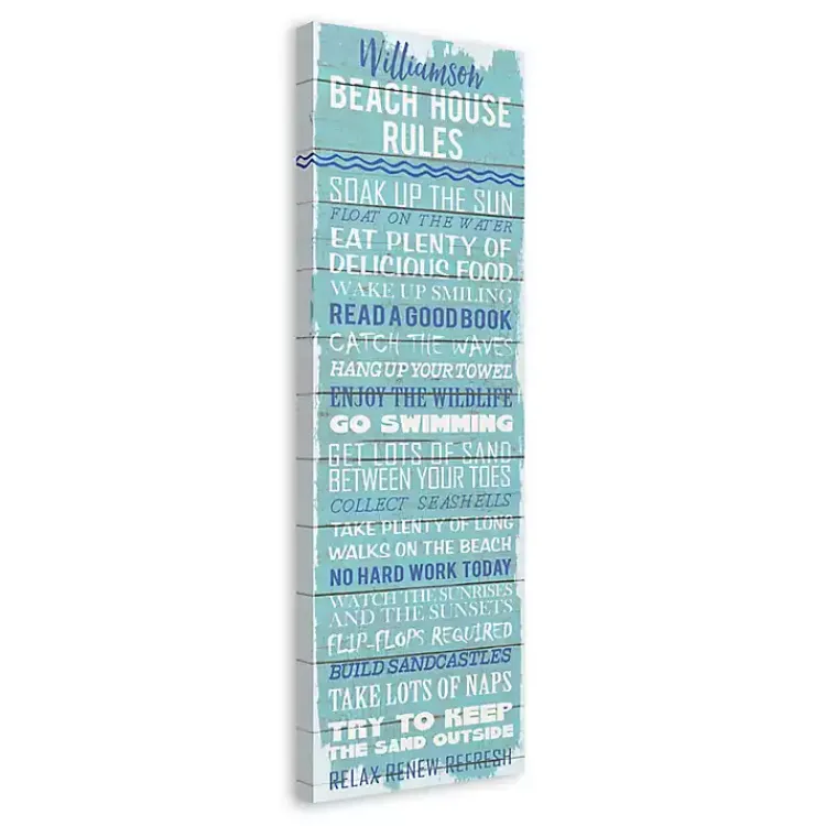 Kirklands Home Personalized Beach House Rules Canvas Wall Plaque Best