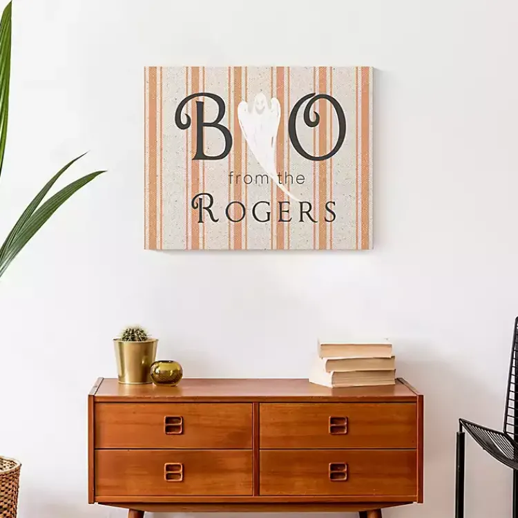 Halloween>Kirklands Home Personalized Boo Ghostly Stripes Wall Plaque