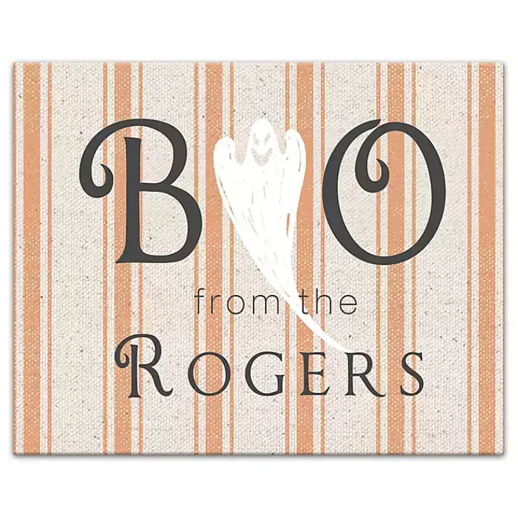 Halloween>Kirklands Home Personalized Boo Ghostly Stripes Wall Plaque