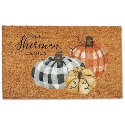 Fall>Kirklands Home Personalized Buffalo Check Pumpkins Doormat