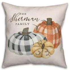 Fall>Kirklands Home Personalized Buffalo Check Pumpkins Outdoor Pillow
