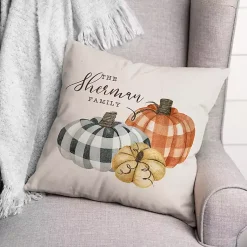 Fall>Kirklands Home Personalized Buffalo Check Pumpkins Outdoor Pillow