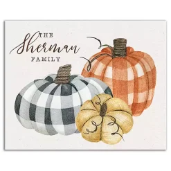 Fall>Kirklands Home Personalized Buffalo Check Pumpkins Canvas Print