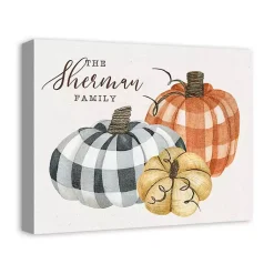 Fall>Kirklands Home Personalized Buffalo Check Pumpkins Canvas Print