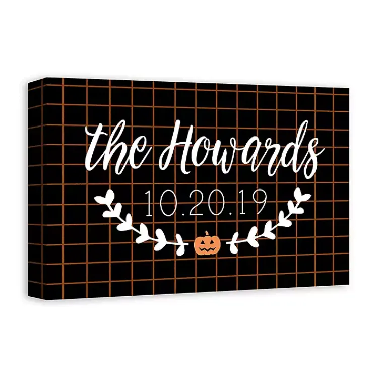 Halloween>Kirklands Home Personalized Checkered Halloween Wall Plaque