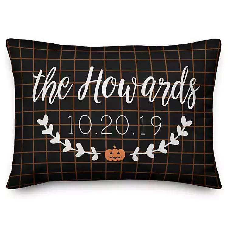 Halloween>Kirklands Home Personalized Checkered Halloween Pillow