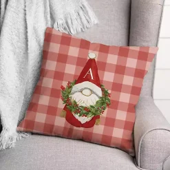 Christmas Pillows>Kirklands Home Personalized Christmas Gnome Monogram Pillow Red