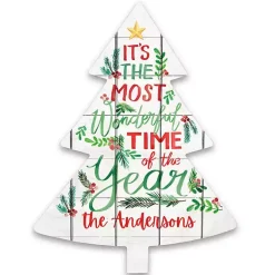 Christmas Art & Wall Decor>Kirklands Home Personalized Christmas Tree Shaped Wall Plaque