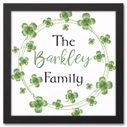 St Patricks Day Decorations>Kirklands Home Personalized Clover Wreath Framed Art Print