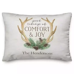 Pillows>Kirklands Home Personalized Comfort & Joy Antler Pillow White