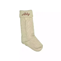 Christmas Stockings & Stocking Holders>Kirklands Home Personalized Cream Cursive Embroidered Stocking Ivory
