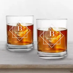 Kirklands Home Personalized Diamond Whiskey Glasses, Set of 2
