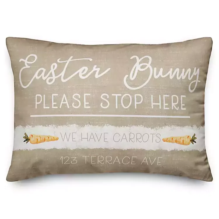 Easter Decorations>Kirklands Home Personalized Easter Bunny Stop Here Pillow