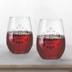 Easter Decorations>Kirklands Home Personalized Easter Cross Wine Glasses, Set of 2 Clear