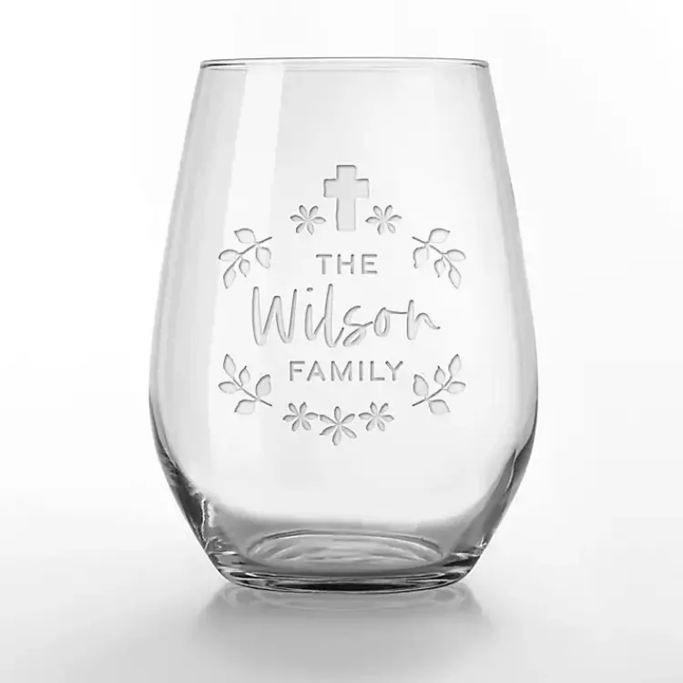 Easter Decorations>Kirklands Home Personalized Easter Cross Wine Glasses, Set of 2 Clear