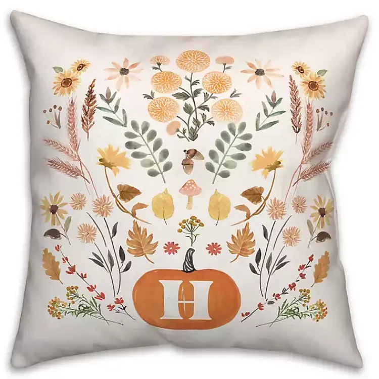 Fall>Kirklands Home Personalized Fall Floral Indoor/Outdoor Pillow Orange