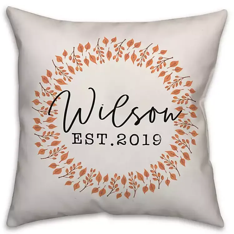 Fall>Kirklands Home Personalized Fall Leaves Wreath Pillow