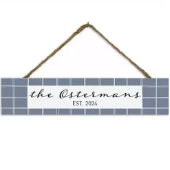Kirklands Home Personalized Family Blue Plaid Wall Plaque New