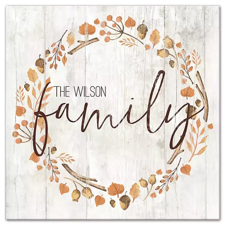 Fall>Kirklands Home Personalized Family Harvest Wreath Canvas Print Tan