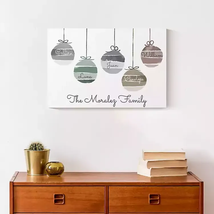 Christmas Art & Wall Decor>Kirklands Home Personalized Family Ornaments Canvas Art Print
