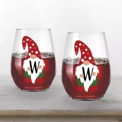 Christmas Dining & Entertaining>Kirklands Home Personalized Festive Gnome Wine Glasses, Set of 2