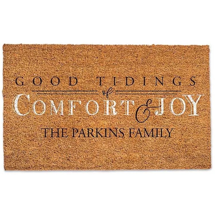 Outdoor Christmas Decorations>Kirklands Home Personalized Good Tidings Coir Doormat