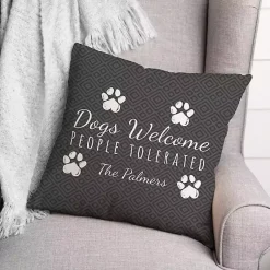 Kirklands Home Personalized Dogs Welcome Paws Pillow Gray Sale