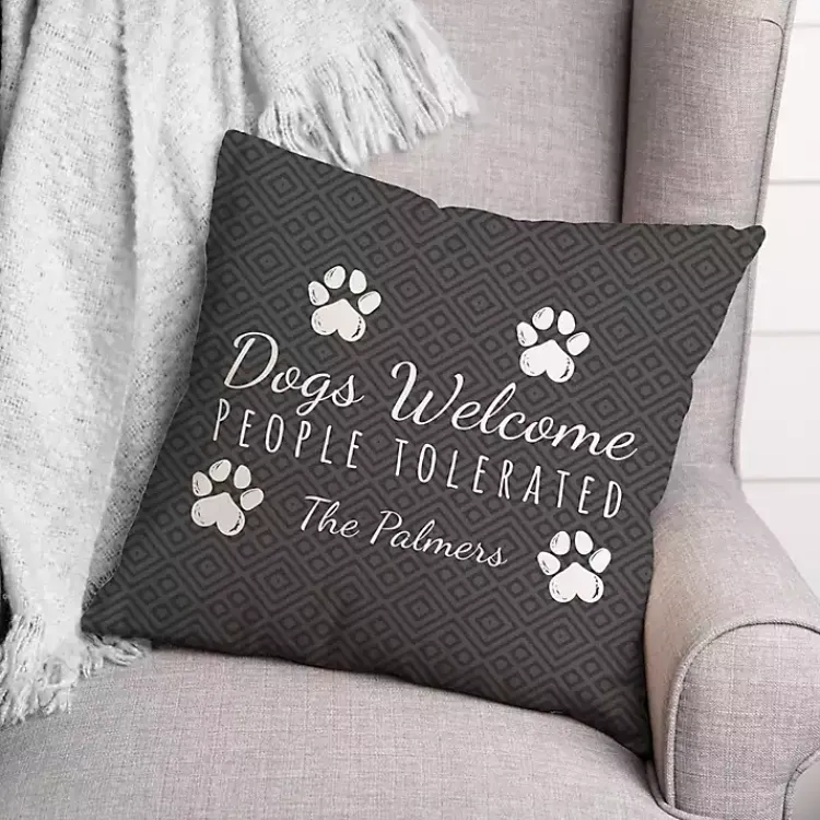 Kirklands Home Personalized Dogs Welcome Paws Pillow Gray Sale