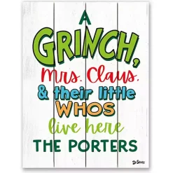 Christmas Art & Wall Decor>Kirklands Home Personalized Grinch Family Wall Plaque Multi