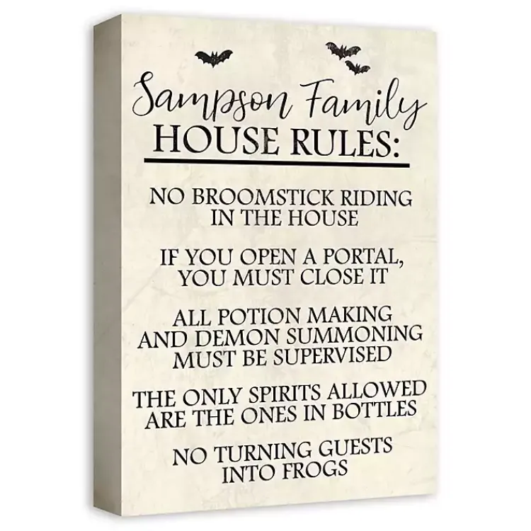 Halloween>Kirklands Home Personalized Halloween House Rules Canvas Print