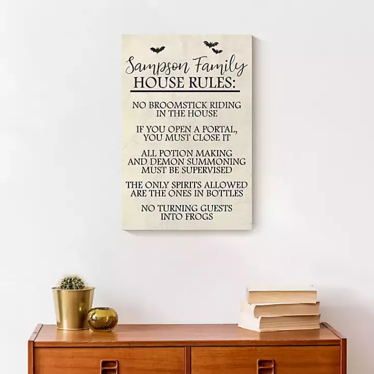 Halloween>Kirklands Home Personalized Halloween House Rules Canvas Print