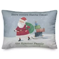 Christmas Pillows>Kirklands Home Personalized Here Comes Sledding Santa Pillow