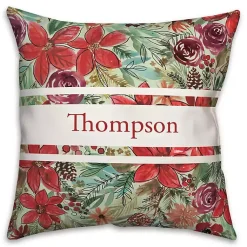 Christmas Pillows>Kirklands Home Personalized Holiday Blooms Outdoor Pillow