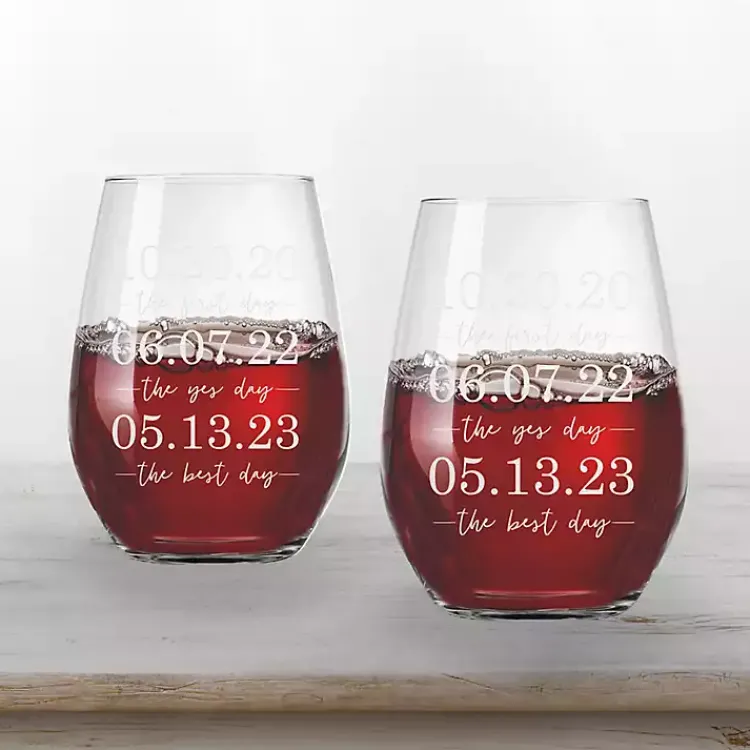 Kirklands Home Personalized Important Dates Glasses, Set of 2 Outlet