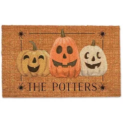 Halloween>Kirklands Home Personalized Jack-O-Lantern Halloween Doormat Tan