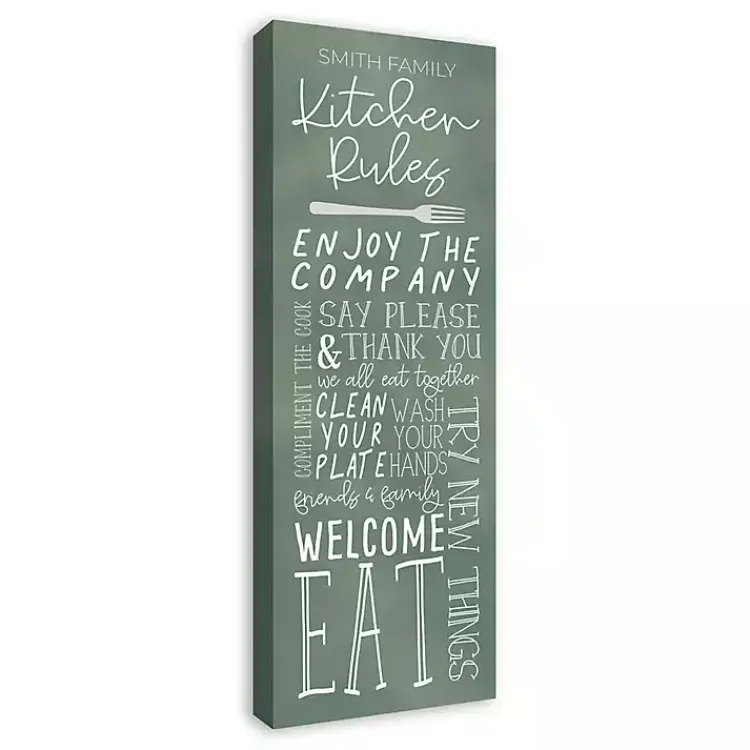 Kirklands Home Personalized Kitchen Rules Canvas Wall Plaque Hot