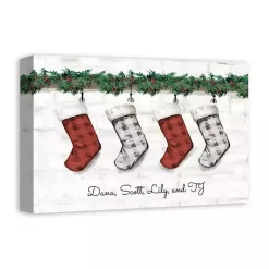 Christmas Art & Wall Decor>Kirklands Home Personalized Mantel Stockings Canvas Wall Plaque
