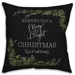 Christmas Pillows>Kirklands Home Personalized Merry and Bright Christmas Pillow Black