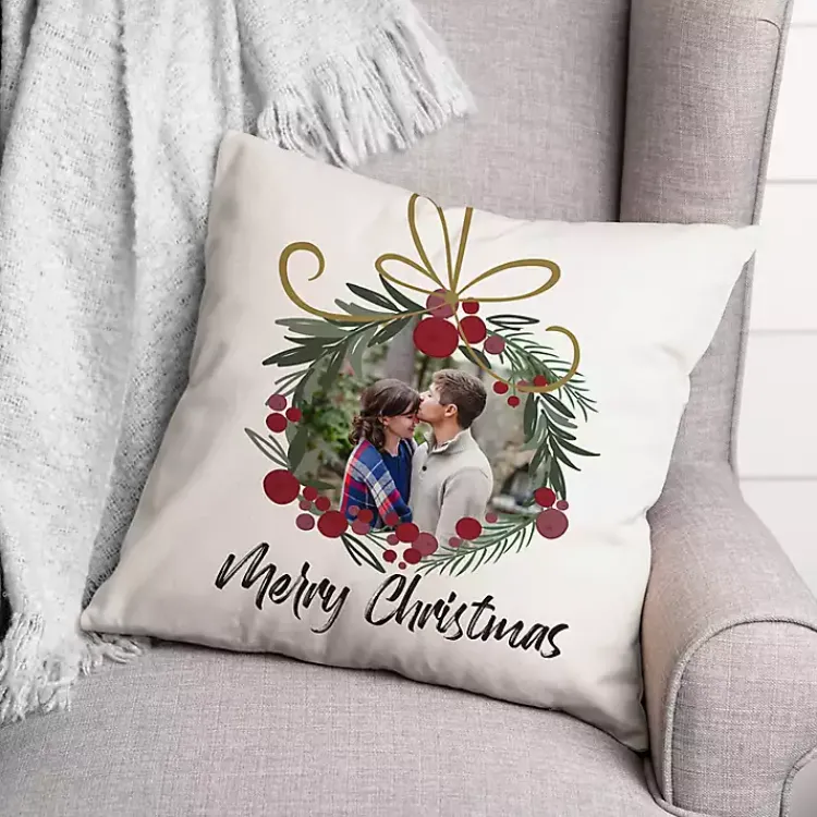 Christmas Pillows>Kirklands Home Personalized Merry Christmas Wreath Pillow