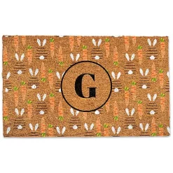 Easter Decorations>Kirklands Home Personalized Monogram Bunny and Carrot Doormat Brown