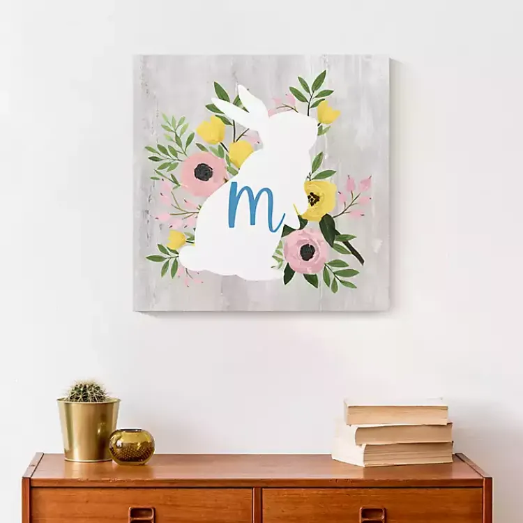 Easter Decorations>Kirklands Home Personalized Monogram Bunny Canvas Art Print
