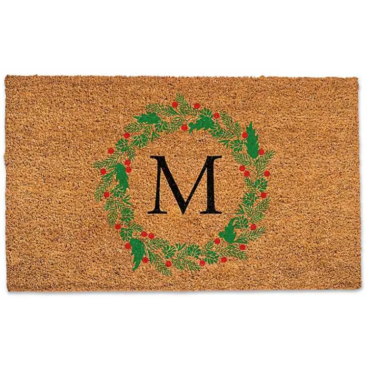 Outdoor Christmas Decorations>Kirklands Home Personalized Monogram Christmas Wreath Doormat