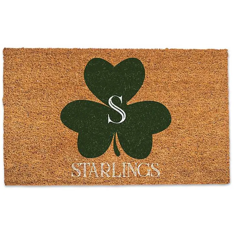 St Patricks Day Decorations>Kirklands Home Personalized Monogram Clover Coir Doormat