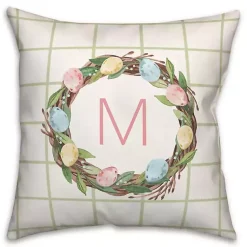 Easter Decorations>Kirklands Home Personalized Monogram Easter Egg Wreath Pillow