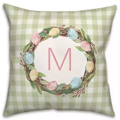 Easter Decorations>Kirklands Home Personalized Monogram Egg Wreath Pillow Green