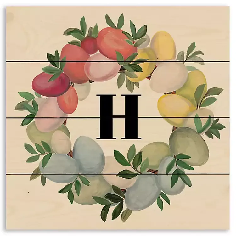 Easter Decorations>Kirklands Home Personalized Monogram Egg Wreath Wood Wall Plaque Multi