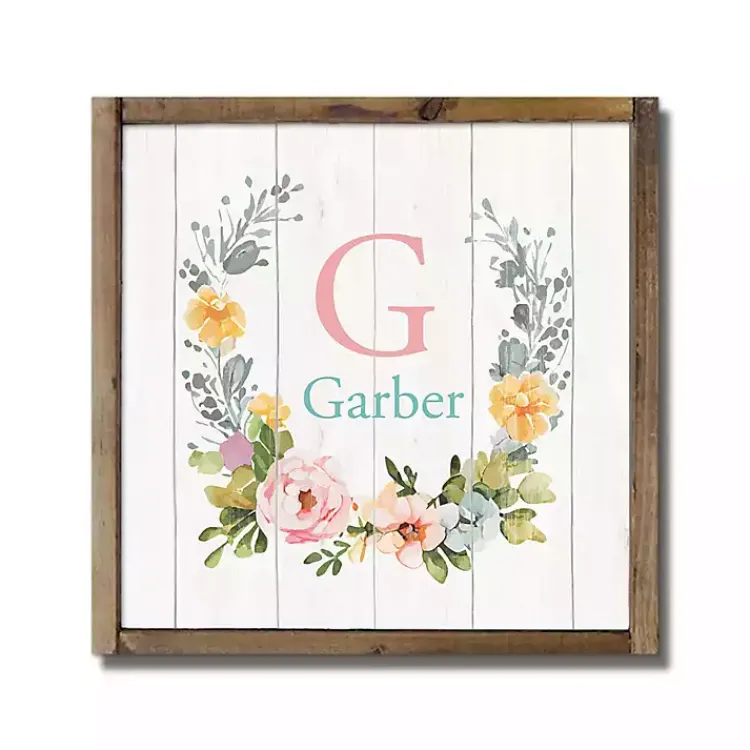 Easter Decorations>Kirklands Home Personalized Monogram Floral Wood Wall Plaque
