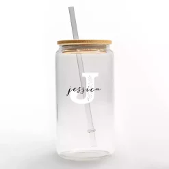 Kirklands Home Personalized Monogram J Floral Glass Cup Best